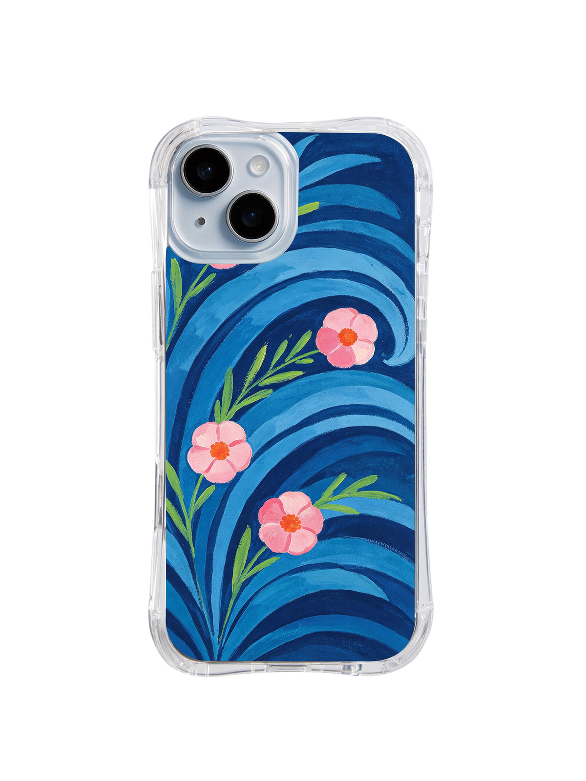 Blue Wave Flowers iPhone 14 case pattern