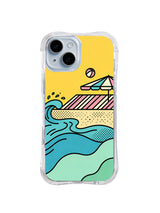 Ocean Signal Shapes iPhone 15 case – coastal wave artwork front detail