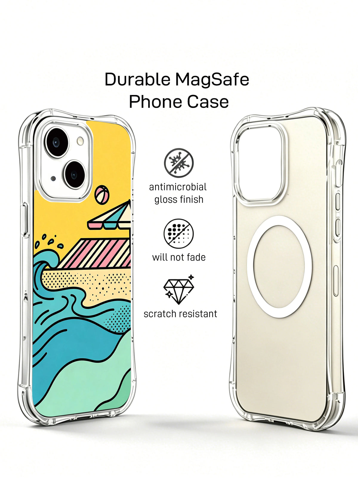 Ocean Signal Shapes iPhone 15 case – coastal geometric artwork