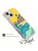 Ocean Signal Shapes iPhone 15 case – colorful ocean art angle
