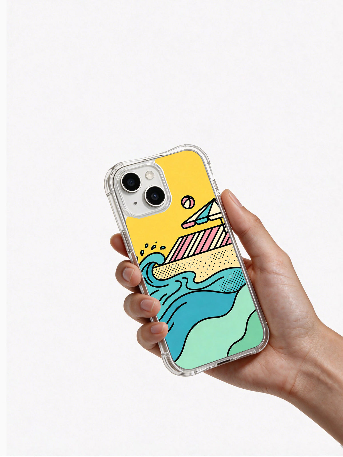 Ocean Signal Shapes iPhone 15 case – geometric beach art