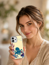 Lifestyle portrait showing Octopus Unties the Tide iPhone 17 case