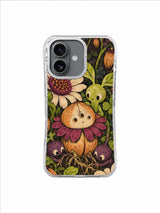 Tessa Brindle floral iPhone 17 case with tall apricot sprout character and oversized daisy