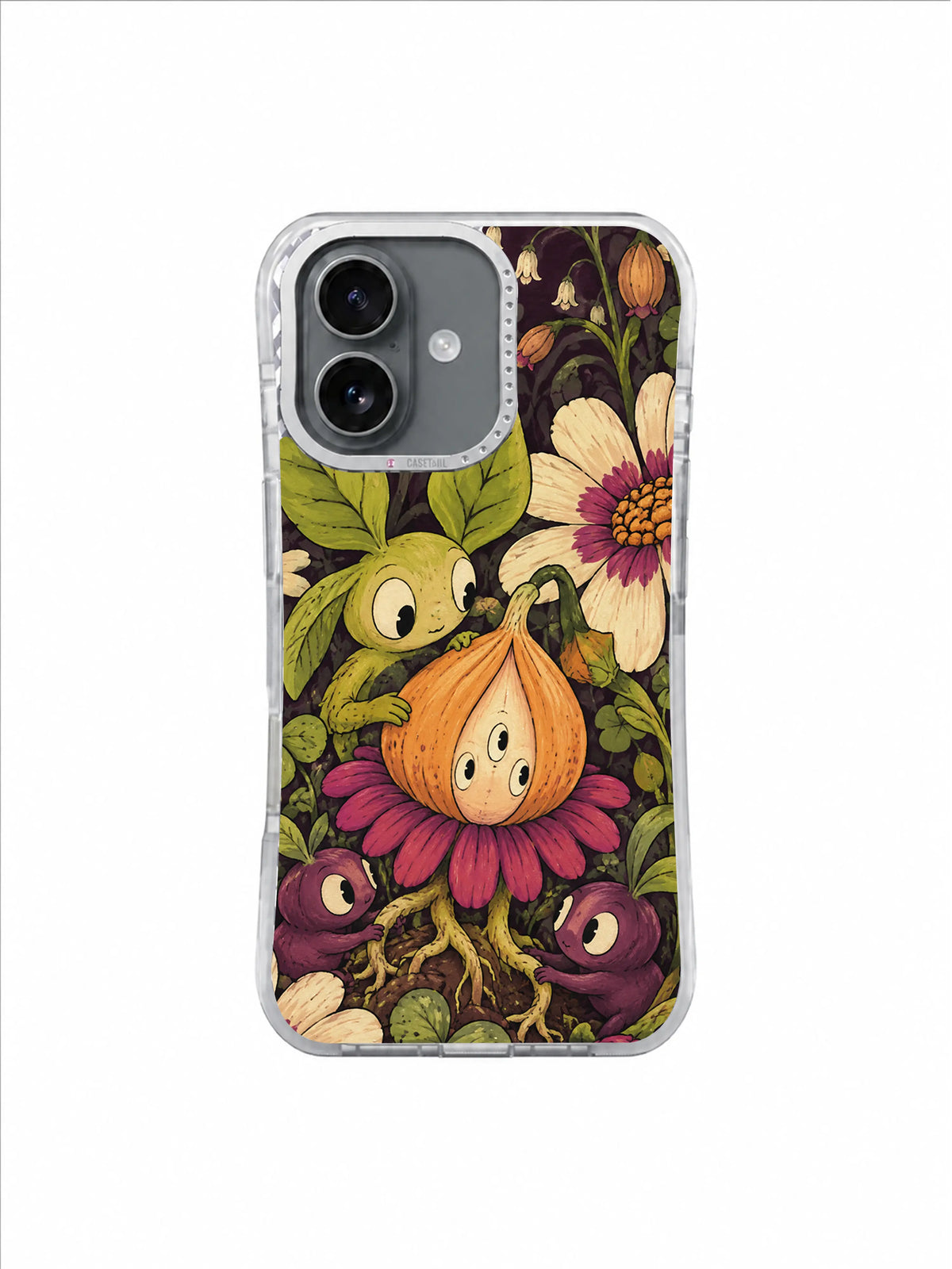 Tessa Brindle cute iPhone 17 case with seed creature, lime companion and dense miniature garden