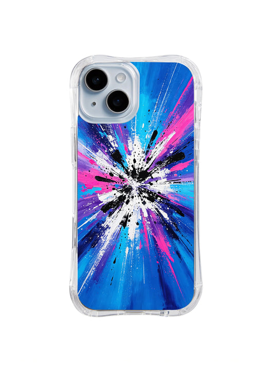 Orbital Impact Burst abstract collision iPhone 15 Plus case by Zara Vexley