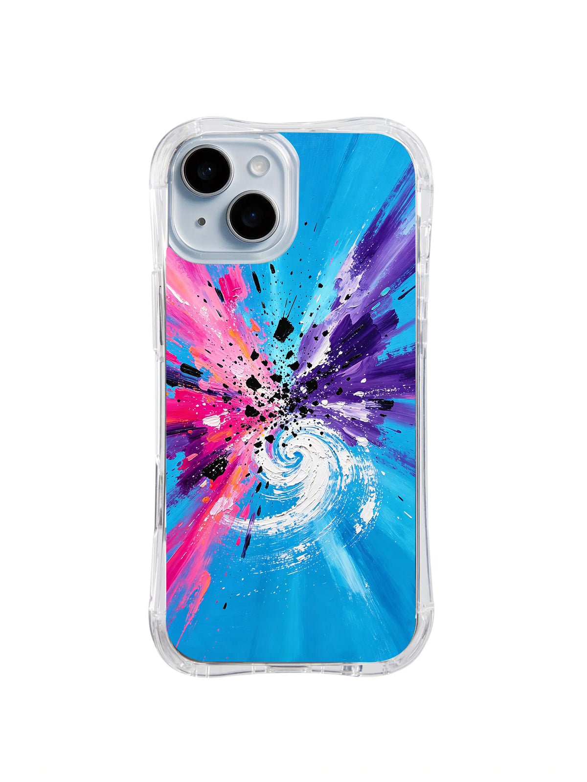 Spiral World Shift blue violet vortex iPhone 15 Plus case