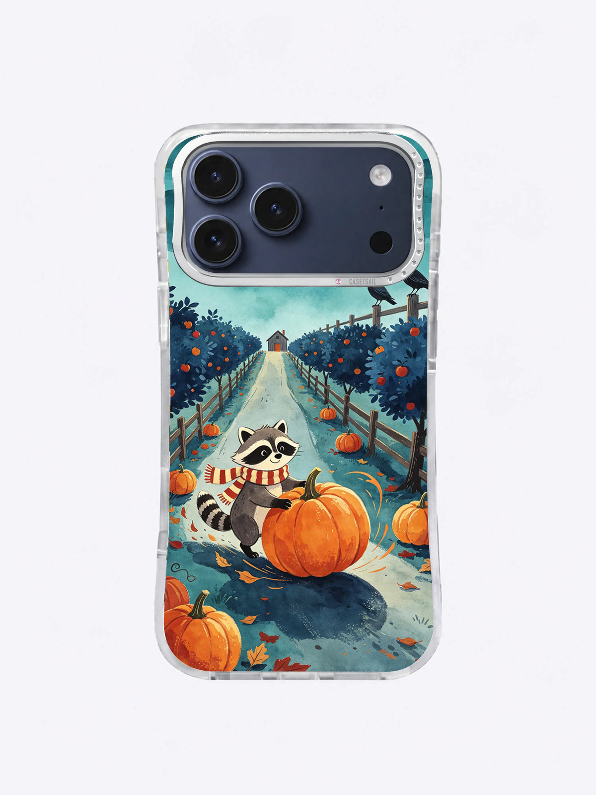 Orchard of Midnight Pumpkins iPhone case, Blue Orchard Dash artwork