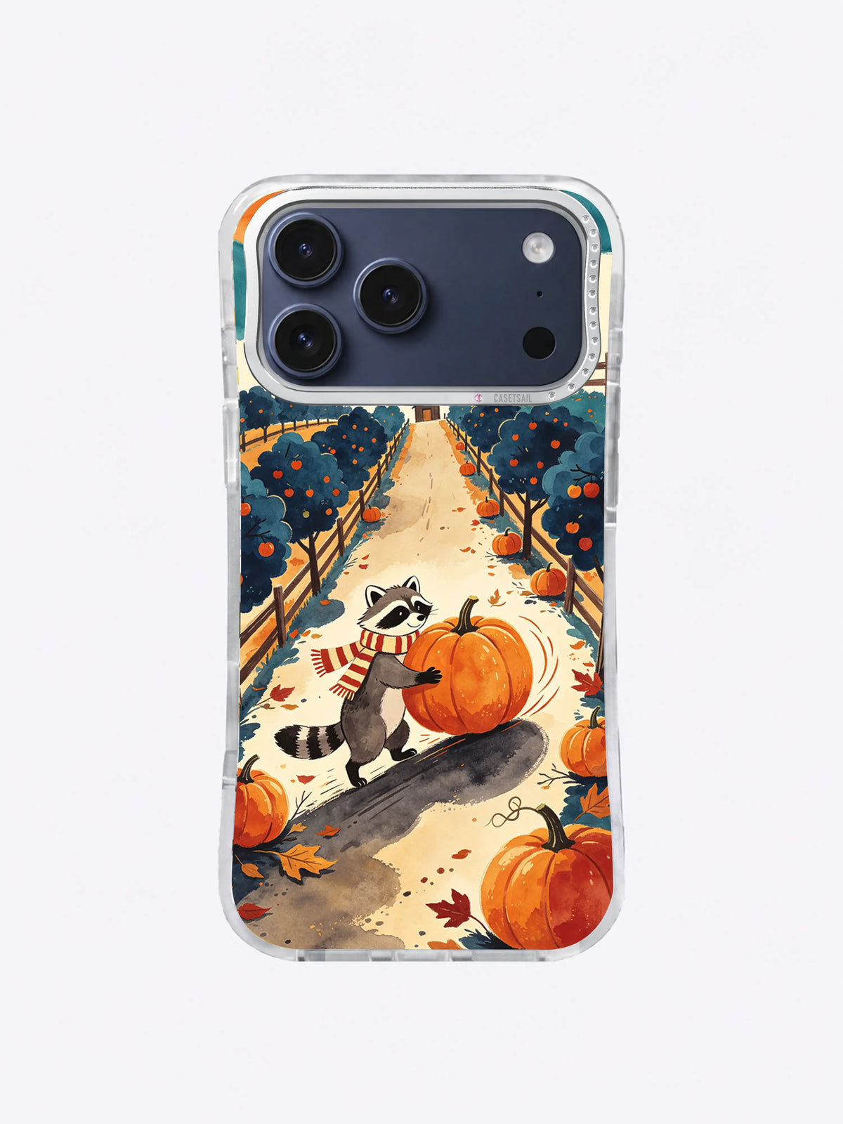Orchard of Midnight Pumpkins iPhone case, Moonlit Barn Path artwork