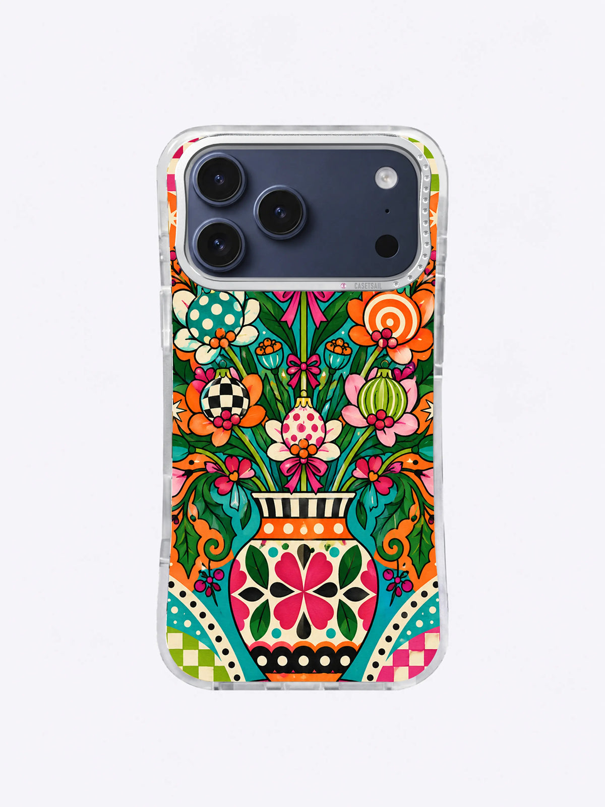 Ornament Bloom Garden iPhone 17 Pro Max case in Turquoise Petal Festival artwork