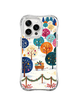 Floral holiday iPhone 16 Pro case with raspberry trees, evergreen garland and berries