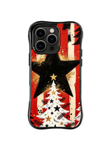 Oversized Black Star Crown red and ivory pine iPhone 14 Pro case by Elara Voss