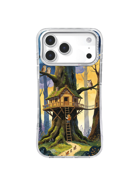 Owl Keeper Storm Bridge Ancient Tree Lookout artwork on iPhone case