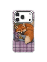 Packing a Season long-tailed fox on lavender plaid iPhone 17 Pro case, pattern three