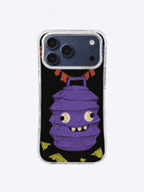 Offbeat purple lantern parade artwork on deep charcoal black