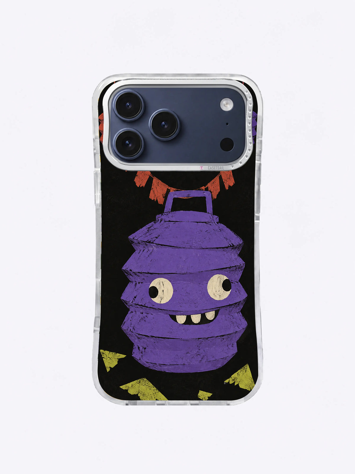 Offbeat purple lantern parade artwork on deep charcoal black