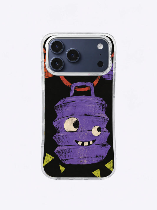 Violet unlit lantern character artwork on black for The Lantern That Kept Its Paint iPhone 17 Pro Max Case