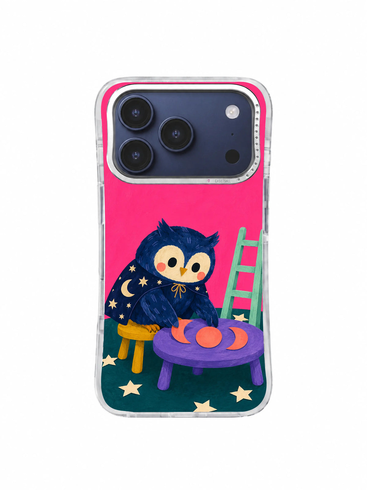The Paper Moon Workshop owl choosing an irregular cream star iPhone case artwork