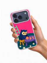 The Paper Moon Workshop transparent iPhone case in hand