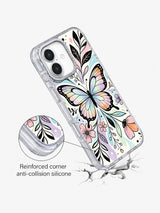 Pastel Butterfly Garden Echo iPhone 17 case angled view