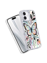 Pastel butterfly iPhone 17 case front and back view