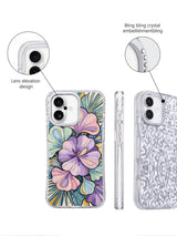 Rhinestone camera frame floral iPhone 17 case detail