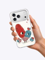 The Patchwork Heart Repair iPhone case held in hand