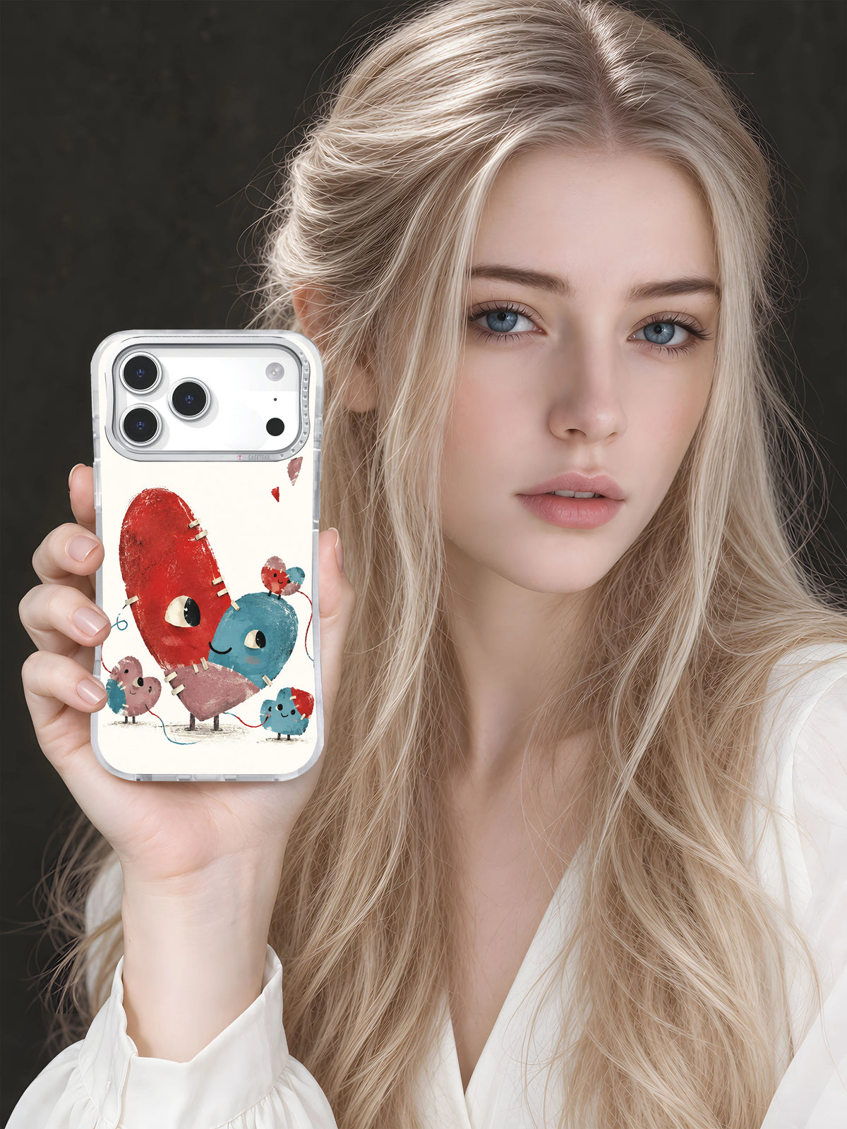 The Patchwork Heart Repair iPhone case lifestyle view