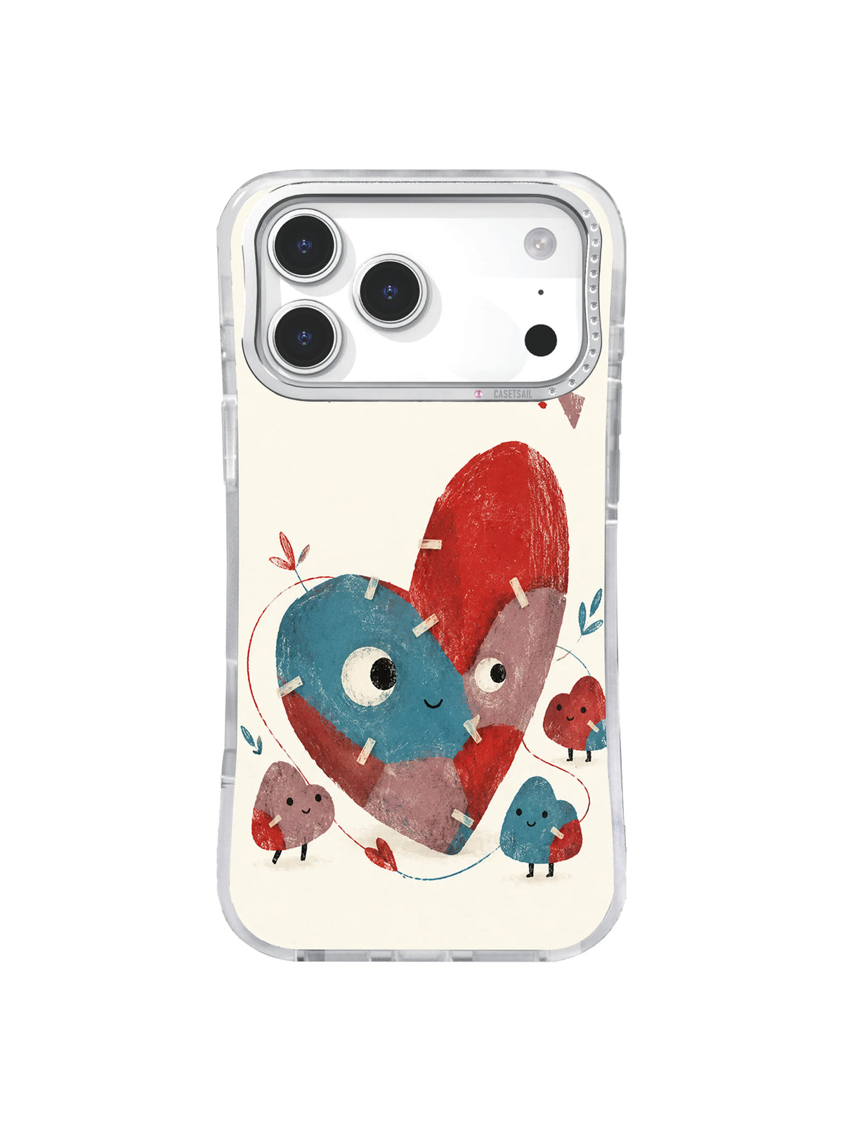The Patchwork Heart Repair mauve memory patch artwork on an iPhone case