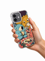 The Pause Button Picnic iPhone 17 case held in hand