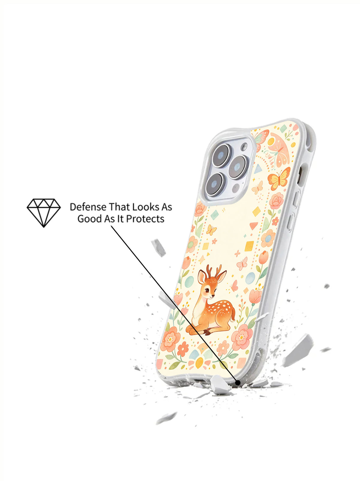 Peach Mist Deer iPhone 14 Pro case artwork detail