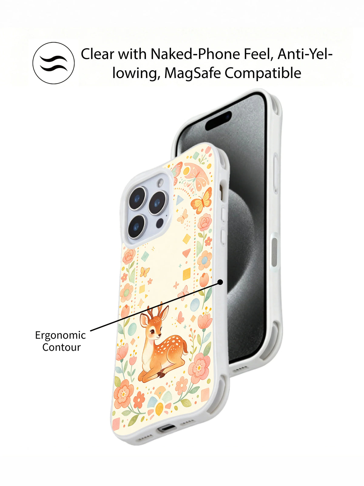 Peach Mist Deer iPhone 14 Pro case camera frame detail