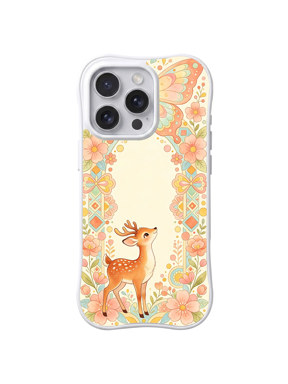Floral Arch Deer pattern iPhone 14 Pro case