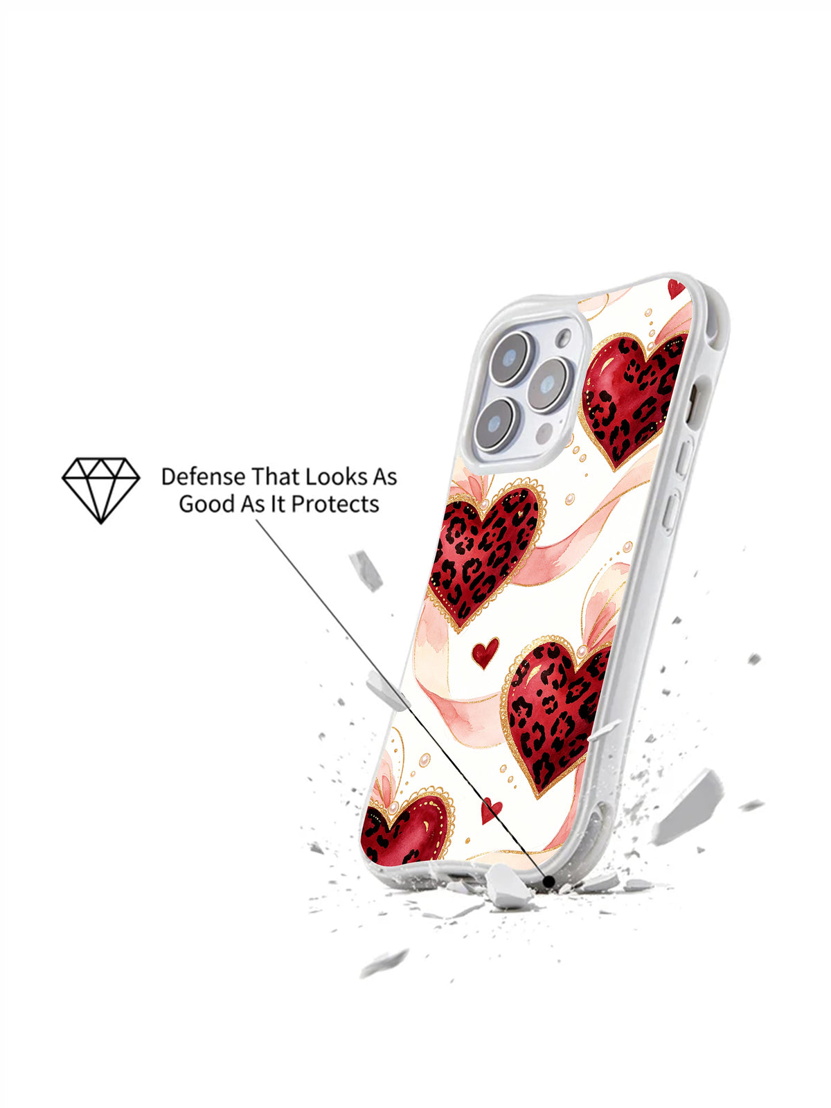 Pearl Ribbon Pulse leopard-heart and bow iPhone case gallery view 2