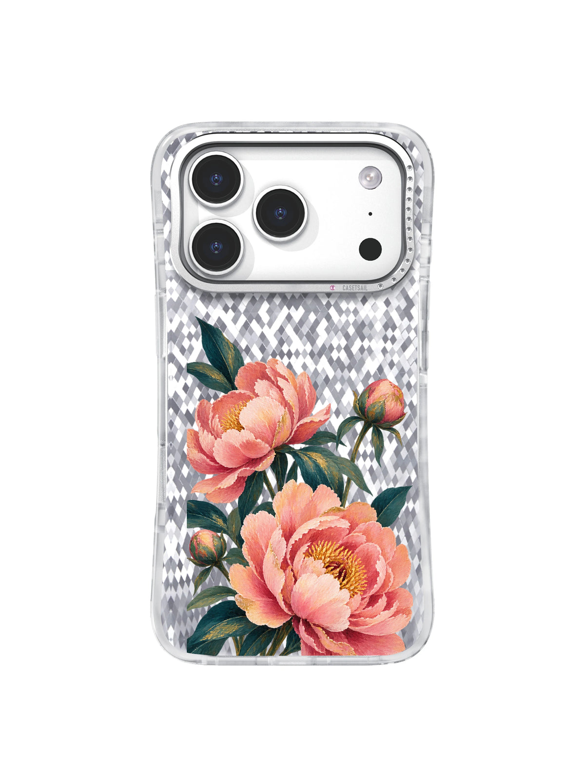 Peony Column transparent iPhone case front view