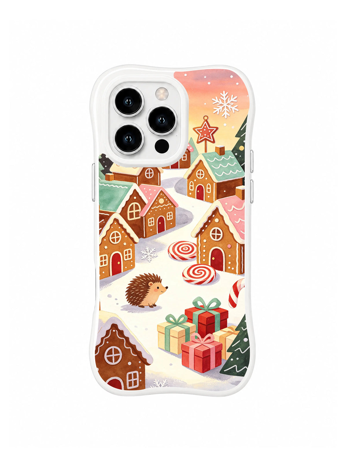 Hedgehog Gift Square gingerbread village iPhone 15 Pro case