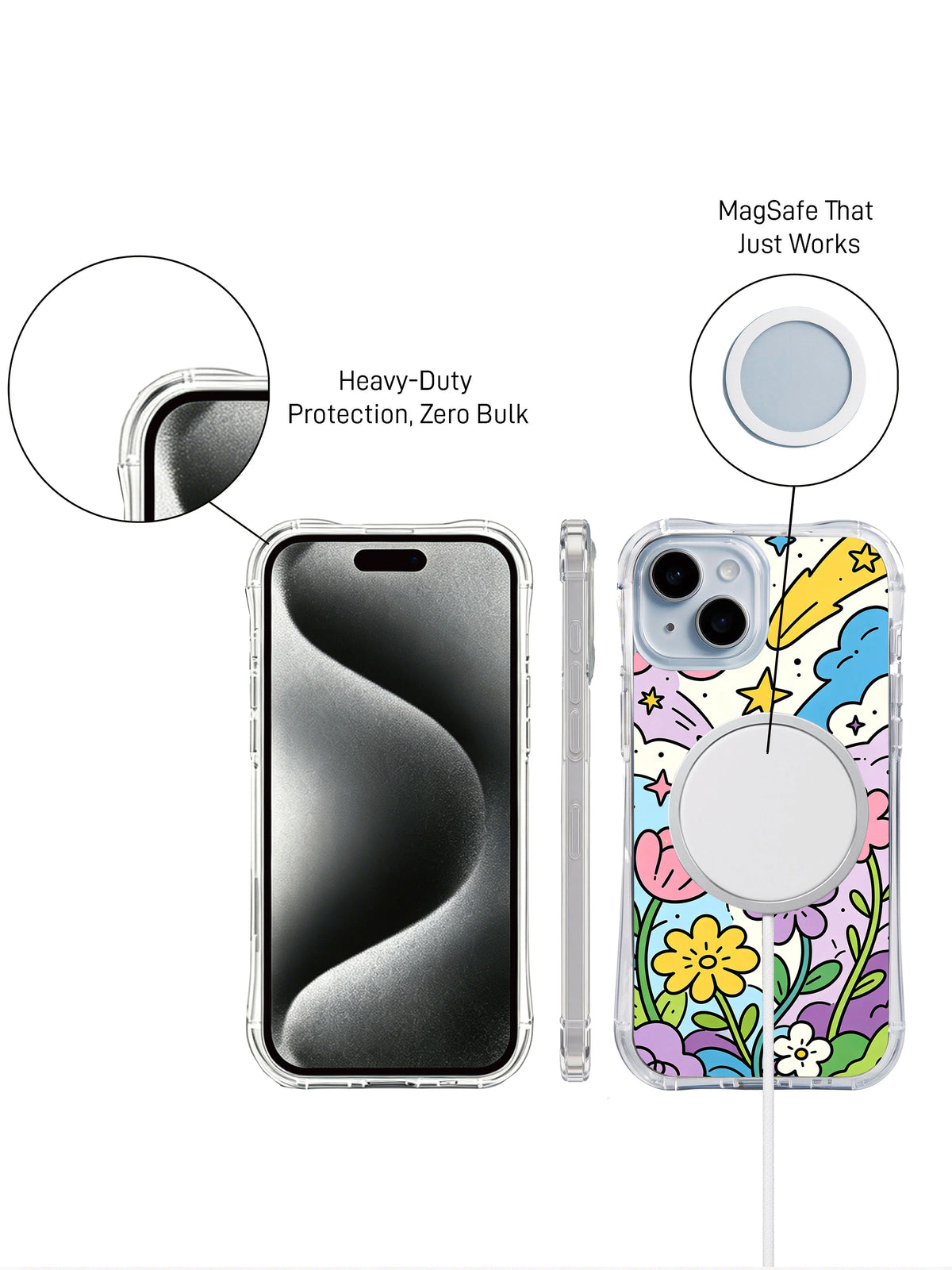Petal Meteor Shower iPhone 14 case front and back
