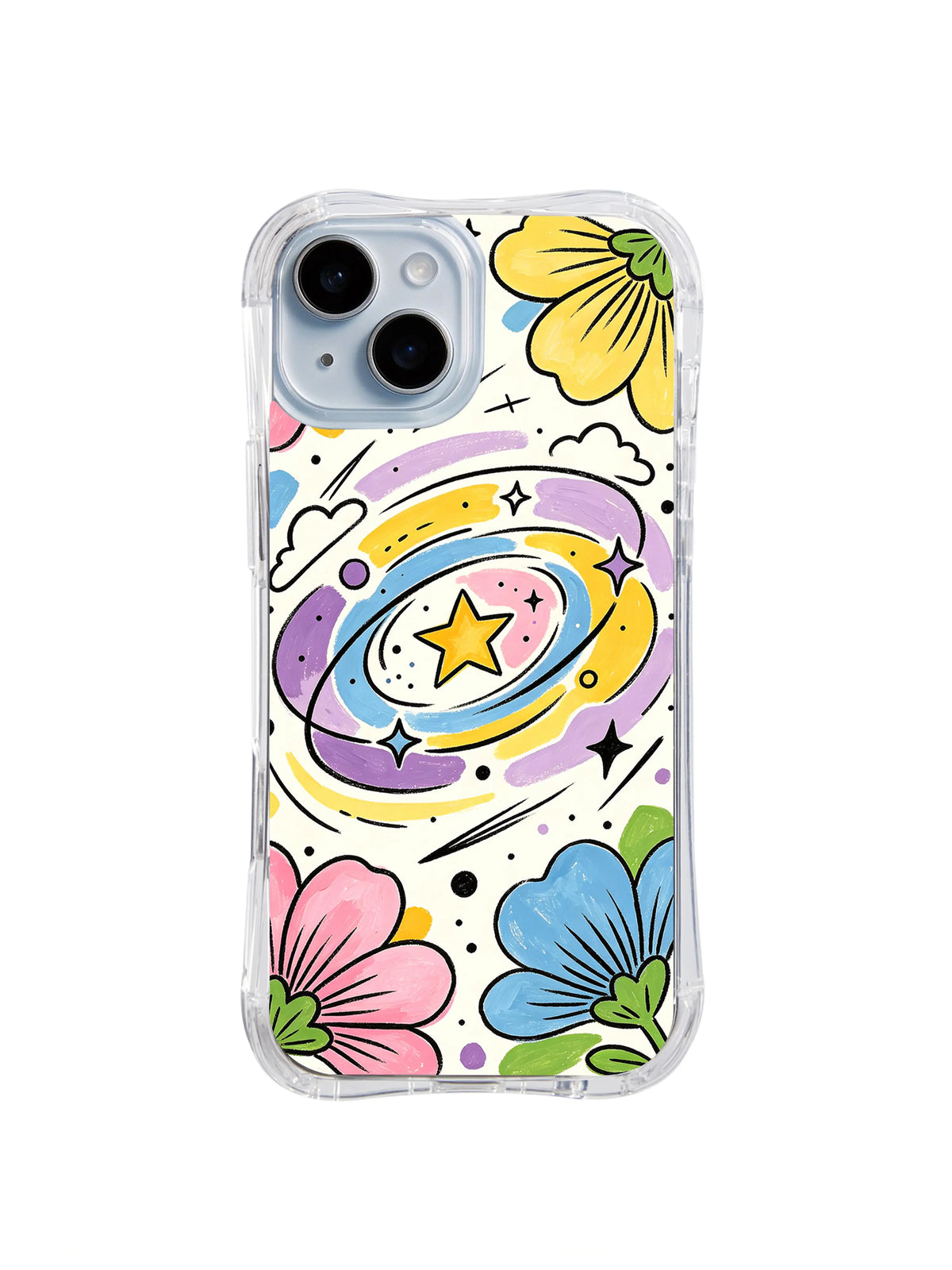 Rainbow Galaxy Bloom pattern iPhone 14 case