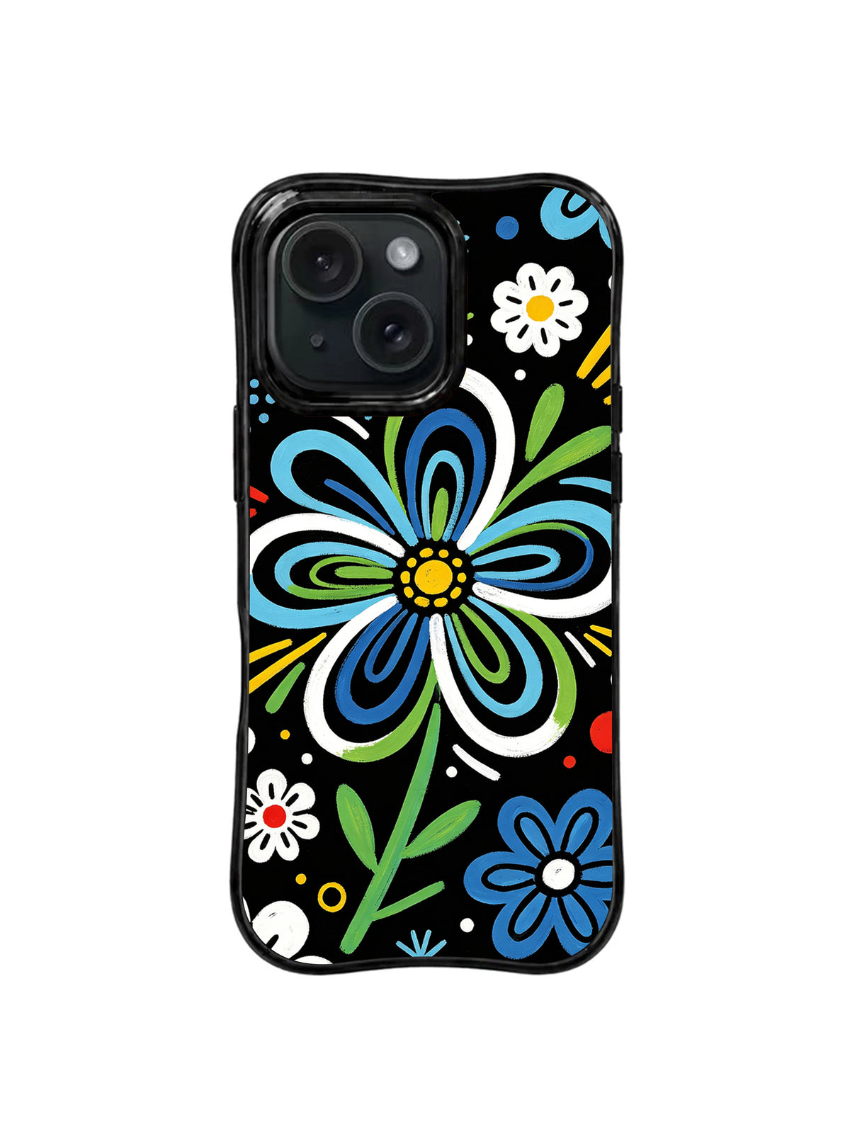 Petal Noise colorful floral iPhone 15 Pro case front view