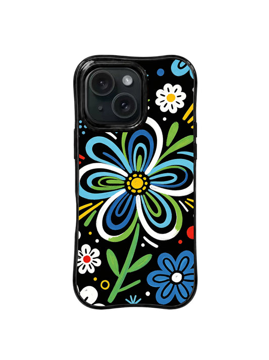 Petal Noise colorful floral iPhone 15 Pro case front view