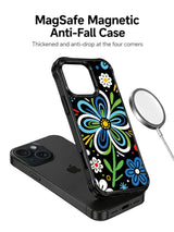 Colorful petal art iPhone 15 Pro case magnetic charging view