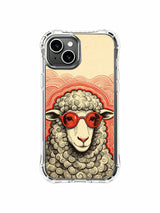 1960s-style psychedelic sheep artwork on an iPhone 13 case