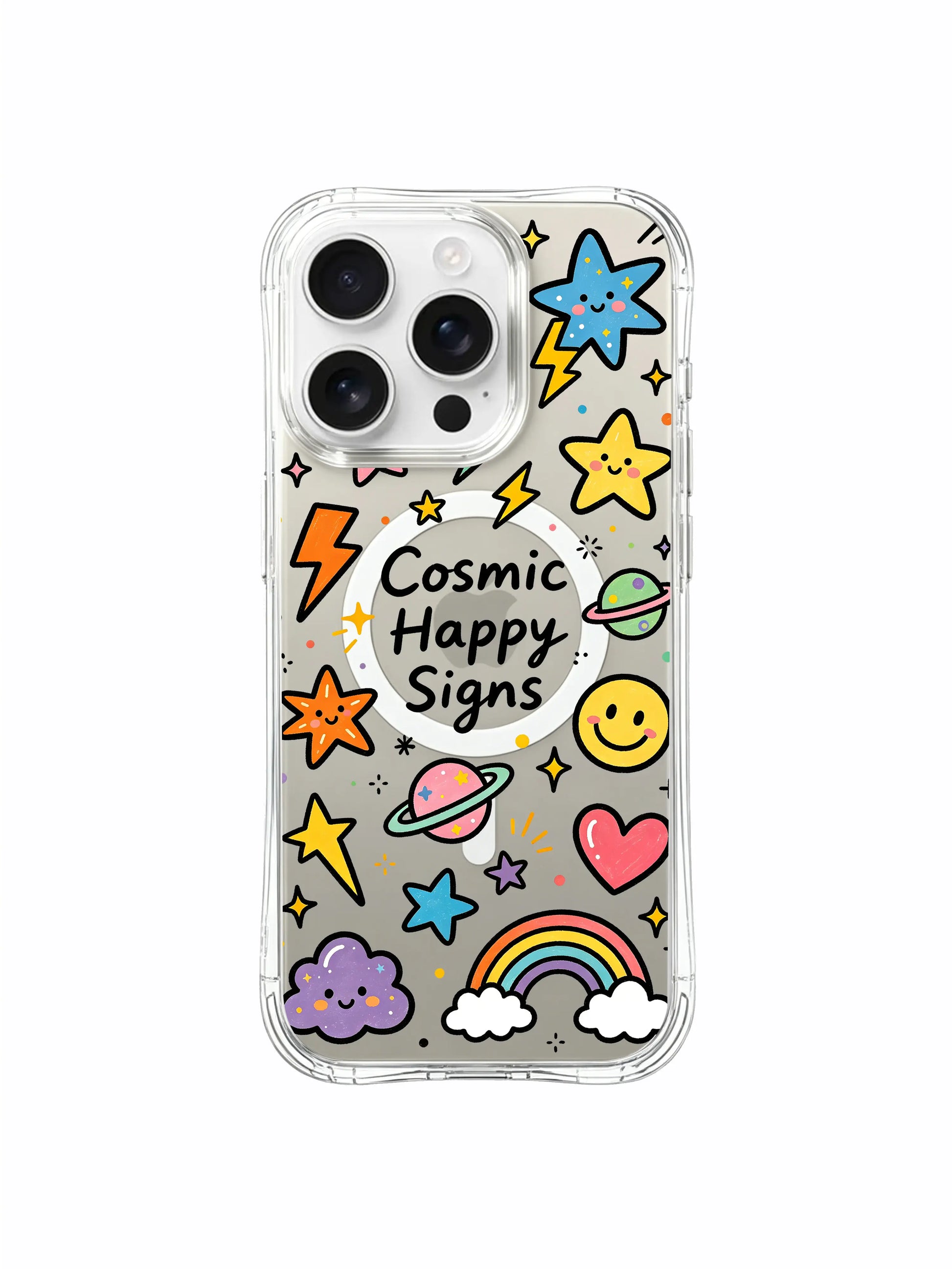 PhoneCasing iPhone 16 Pro Max - Anti-Scratch Cosmic Happy Signs Case, MagSafe Compatible
