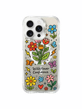 PhoneCasing iPhone 16 Pro Max MagSafe compatible case with vibrant wildflower pattern, slim anti-drop clear cover
