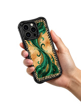 PhoneCasing iPhone 15 pro max case for calm confident women, elegant oasis green leopard design, high-end designer phone casing.