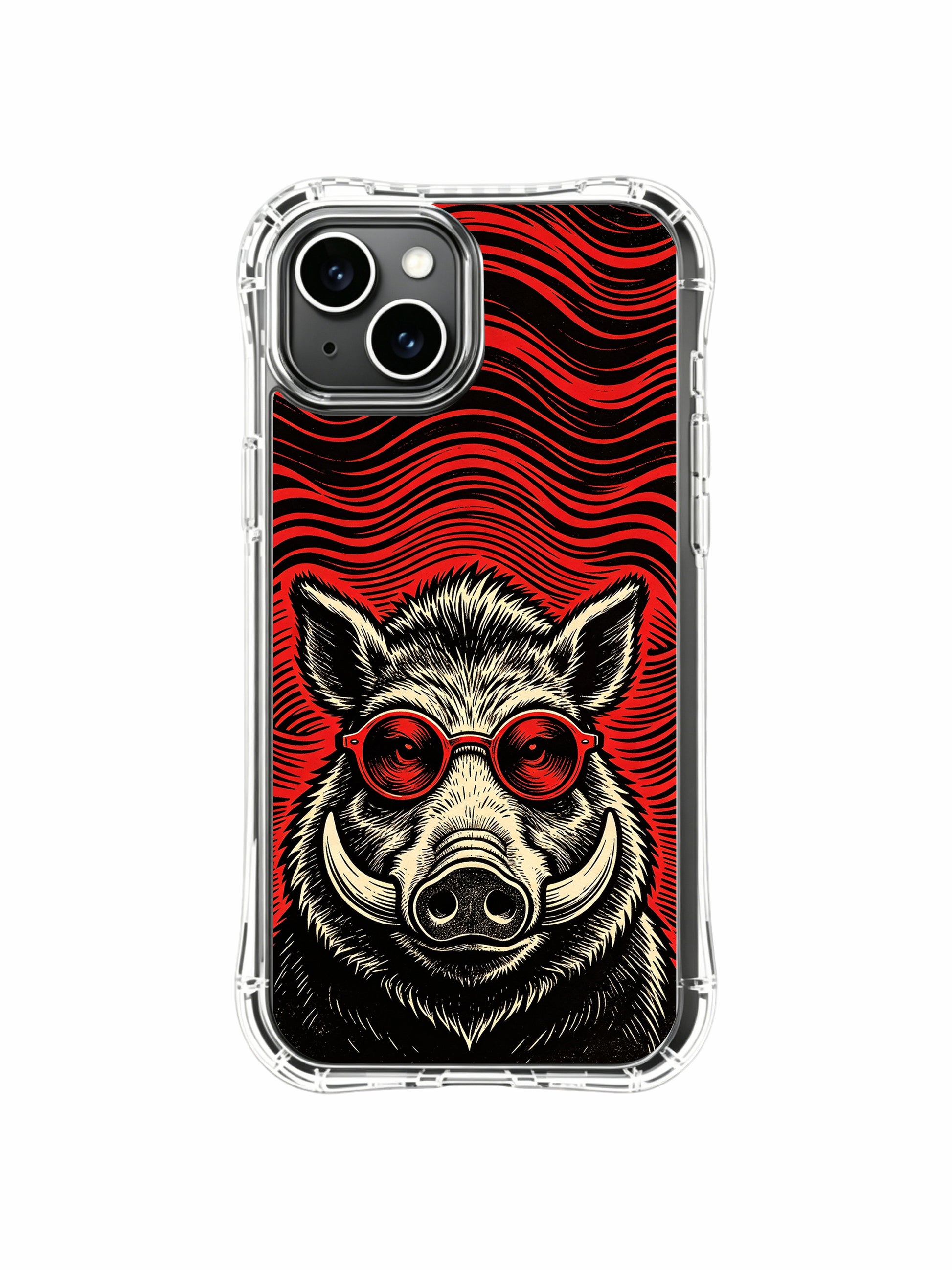 Vintage aged kraft paper textured underground punk poster boar illustration by Rufus Vale on PhoneCasing iPhone 13 Case, gallery-quality scratch-resistant art phone casing made in US California atelier.