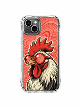 Rooster on aged paper texture artwork on an iPhone 13 case
