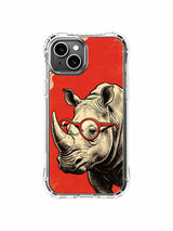 Rhinoceros on aged paper texture on an iPhone 13 case