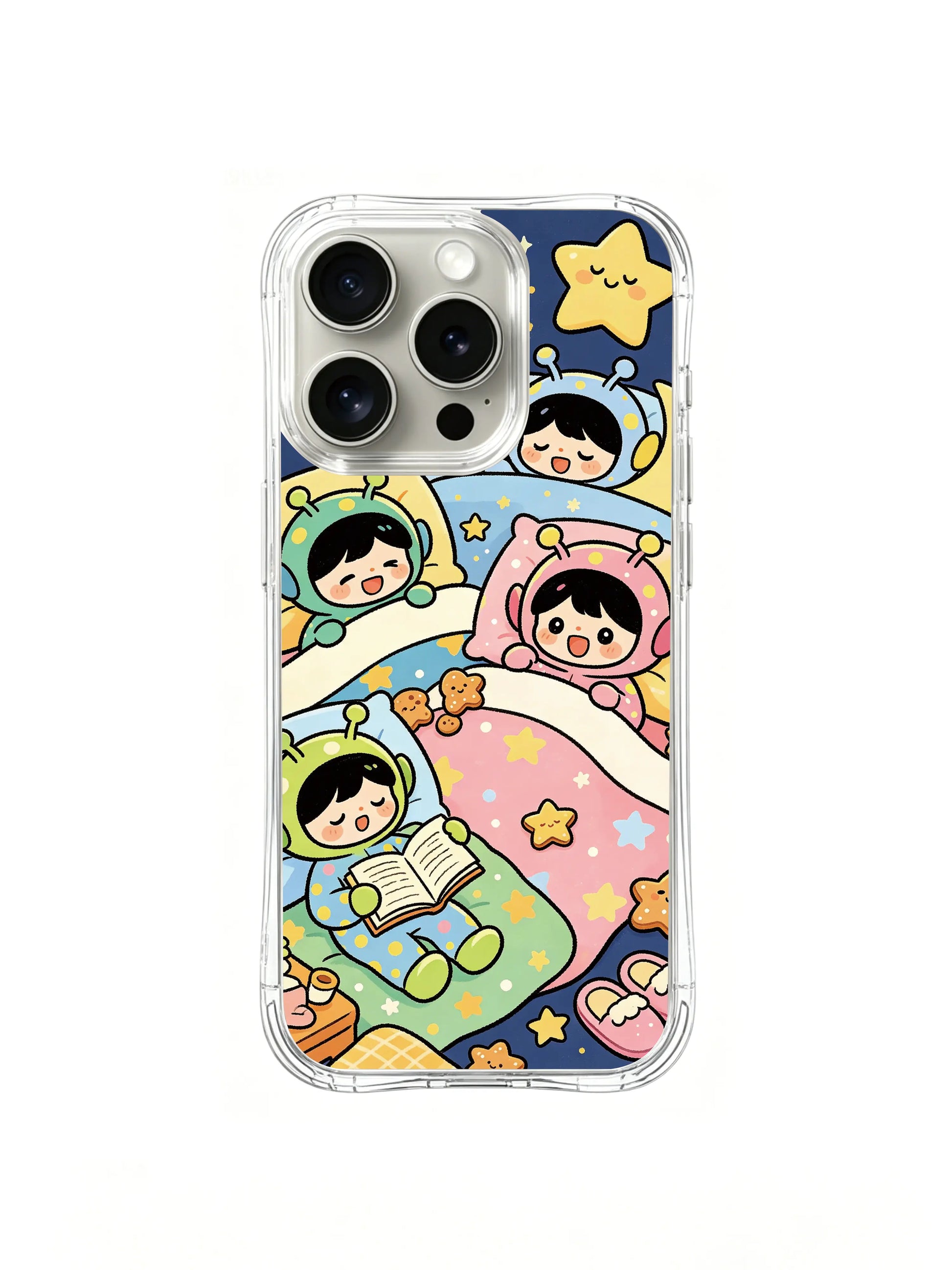 PhoneCasing iPhone 16 pro Case with the starry bedroom scene from Alien Pajama Party, exclusive Milo Yun design, slim premium case.