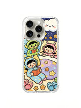 Uzaylıların yıldızlı pijama partisi görselli iPhone 16 Pro kılıfı