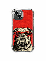 Retro rock bulldog illustration artwork on an iPhone 13 case
